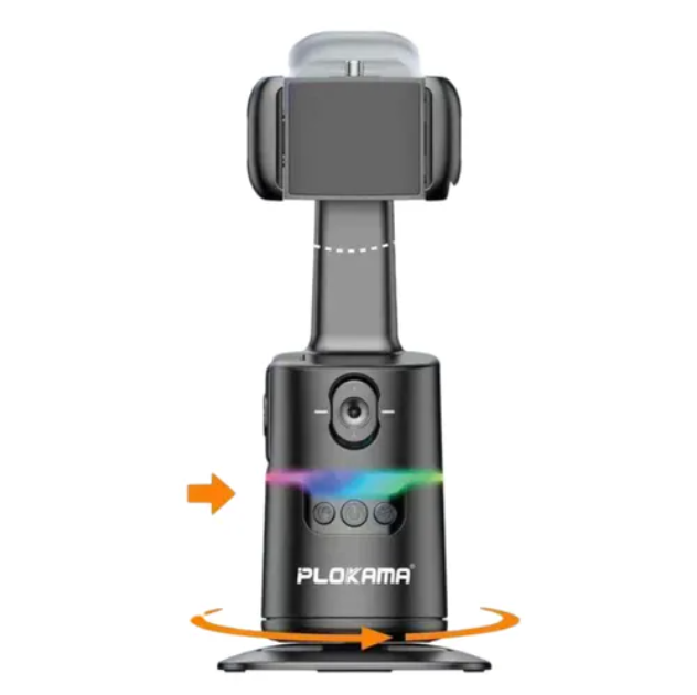 Gimbal Auto-A20 360 Degree Rechargeable Smart AI Auto-Tracking + Built-in Seven-Color LED Fill Light